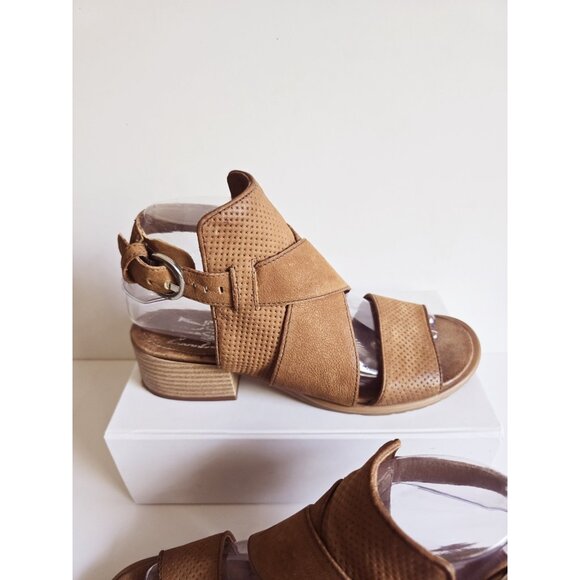 Miz Mooz Fiji Buckle Leather Strappy Criss Cross Open Peep Toe Sandals 37 6.5 7 - Picture 4 of 12